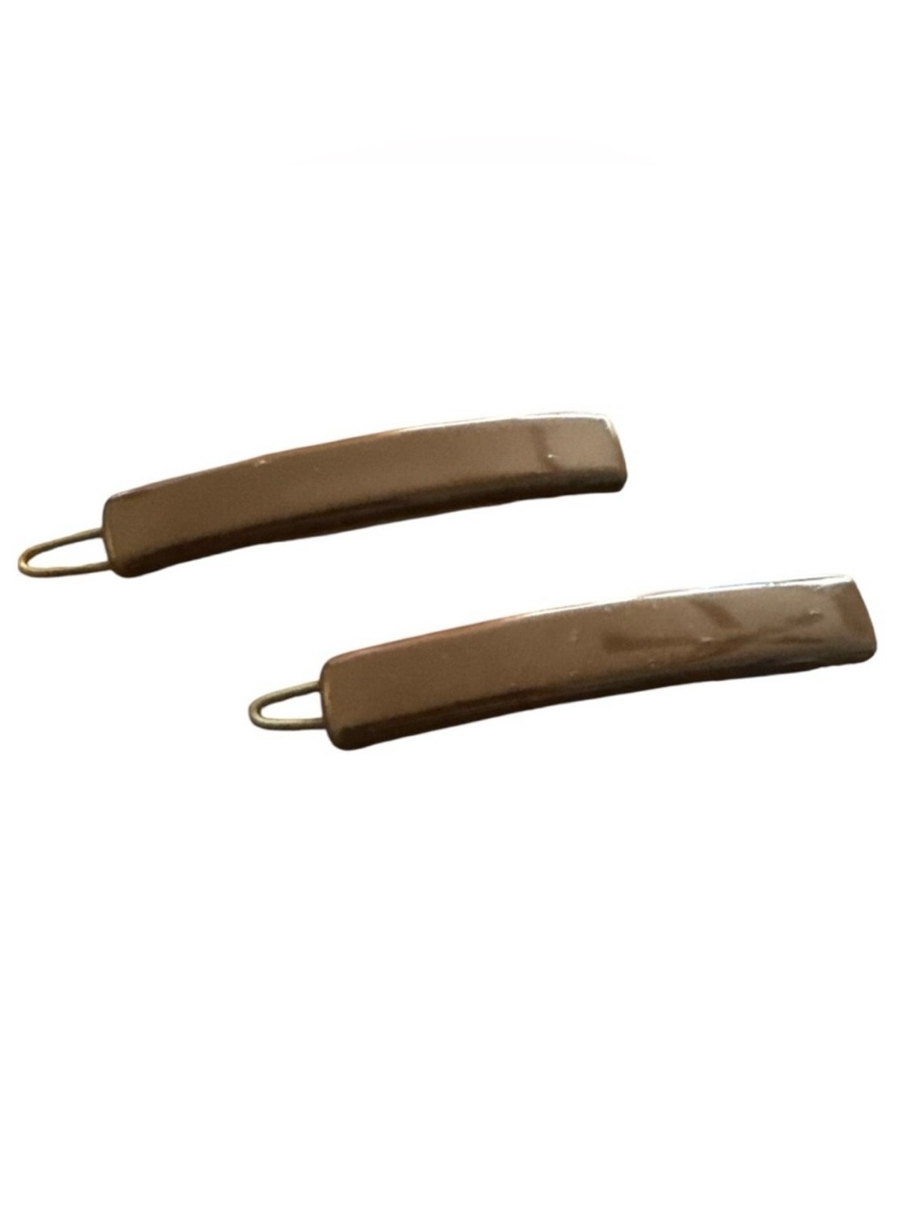 1960’s French Bar Barrettes, Side Barrettes‎ in Brown, Deadstock/Unworn, 2” Long